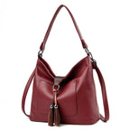 Large women hobo bag with tassel decoration and detachable long strap in pu leather - SJB-DIAMOND ELITES