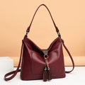 Large women hobo bag with tassel decoration and detachable long strap in pu leather - SJB-DIAMOND ELITES