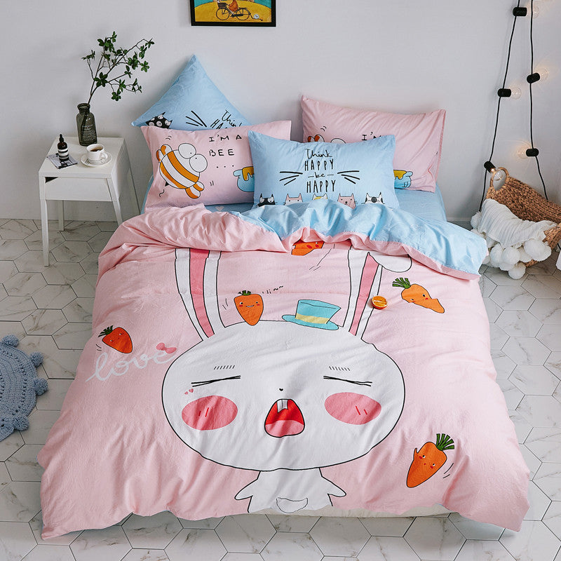 Cartoon four-piece cotton duvet cover Pi-Mart