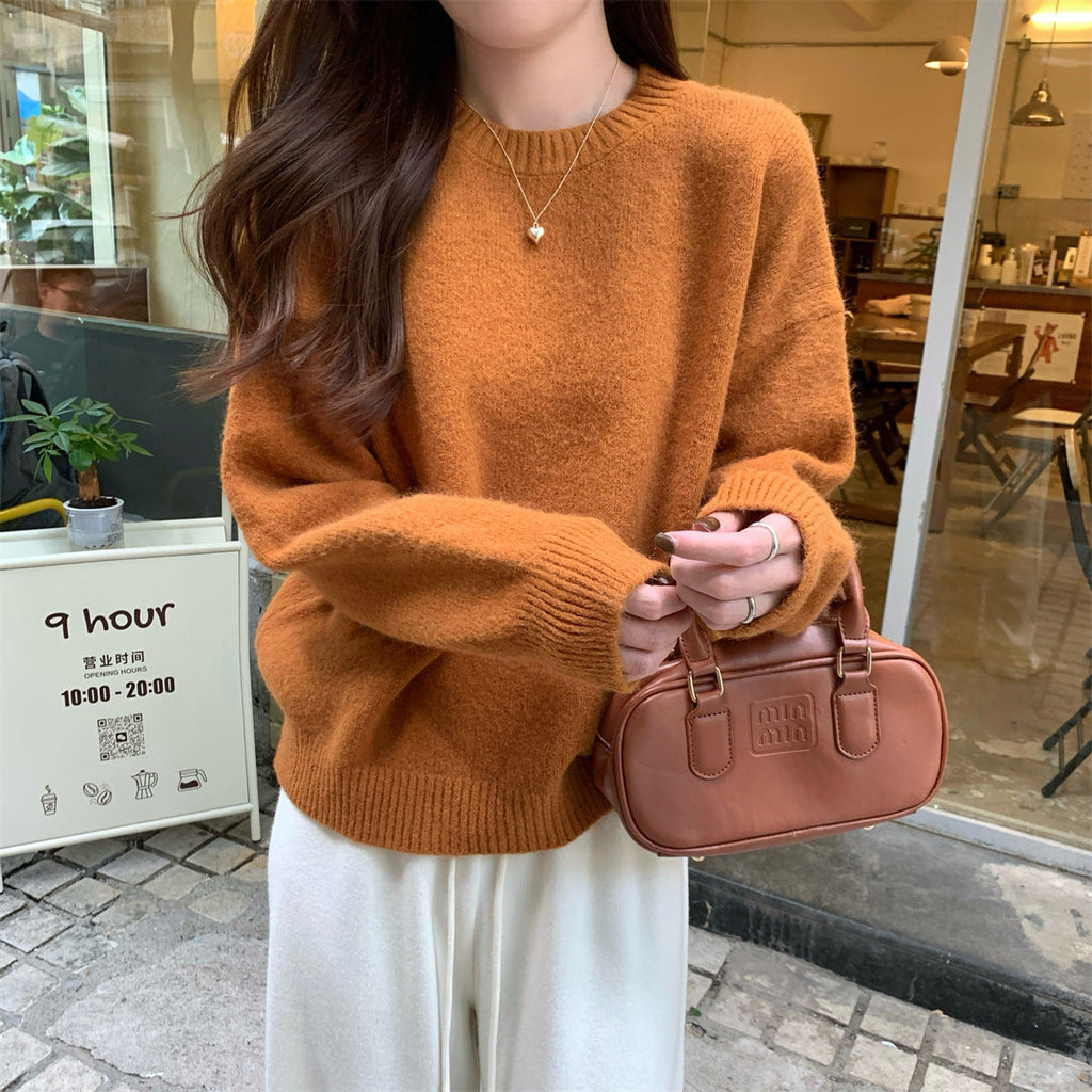 Korean Style Soft Glutinous Loose Candy Color Sweater Pi-Mart