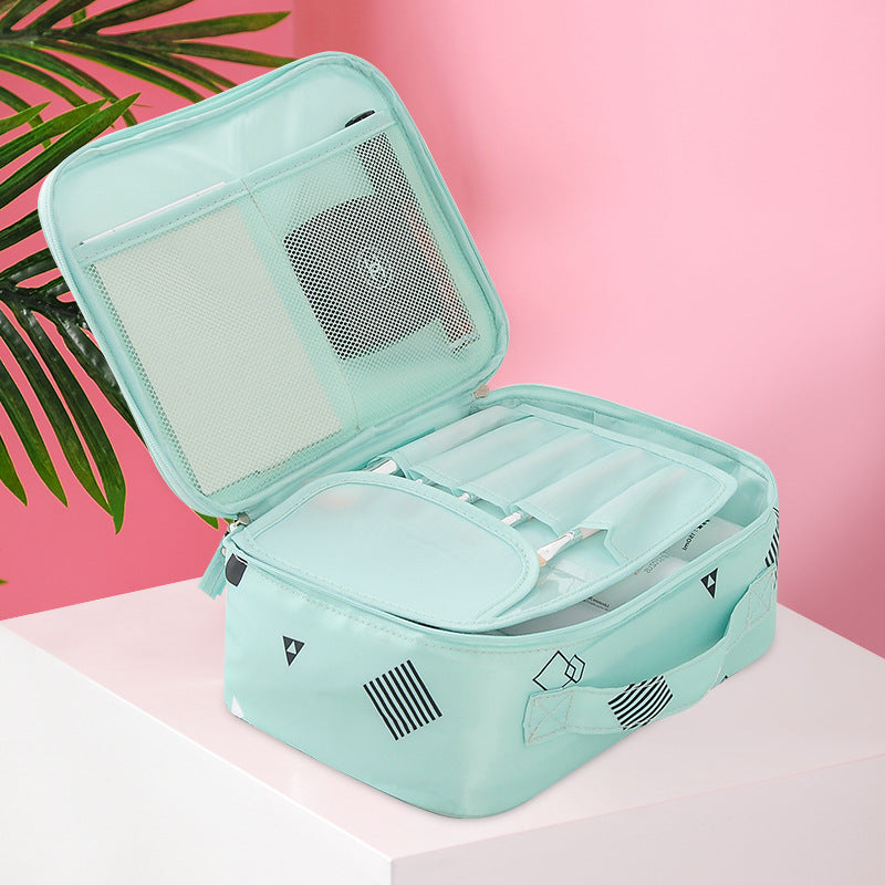 Travel portable large capacity cosmetic bag, printed nylon cosmetic storage bag, cosmetic case, toilet bag, makeup bag organizer, makeup bag with compartments, - SJB-DIAMOND ELITES