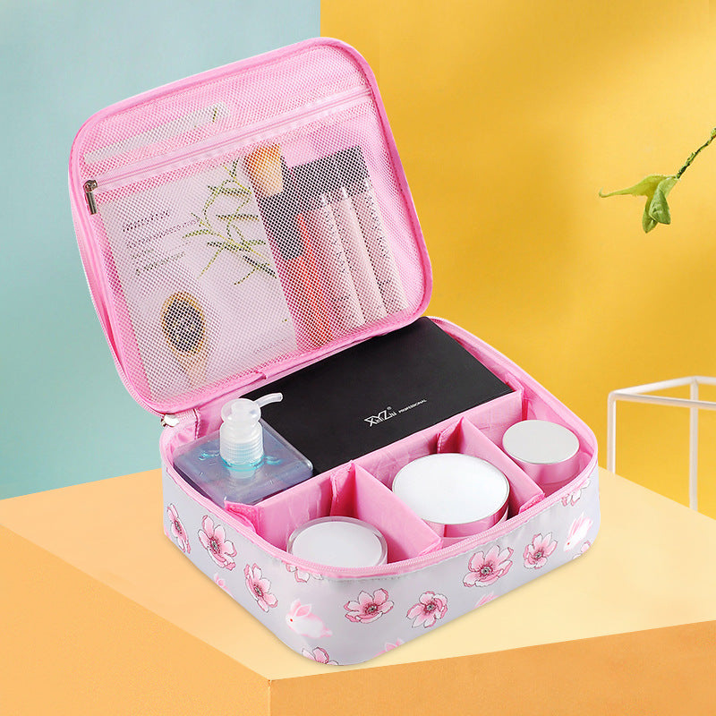Travel portable large capacity cosmetic bag, printed nylon cosmetic storage bag, cosmetic case, toilet bag, makeup bag organizer, makeup bag with compartments, - SJB-DIAMOND ELITES