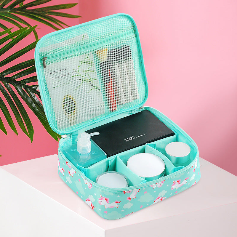 Travel portable large capacity cosmetic bag, printed nylon cosmetic storage bag, cosmetic case, toilet bag, makeup bag organizer, makeup bag with compartments, - SJB-DIAMOND ELITES