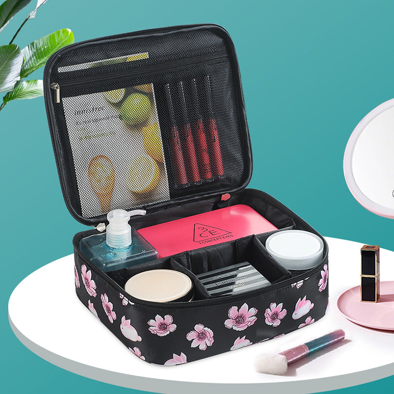 Travel portable large capacity cosmetic bag, printed nylon cosmetic storage bag, cosmetic case, toilet bag, makeup bag organizer, makeup bag with compartments, - SJB-DIAMOND ELITES