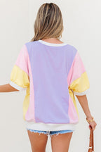 Colorblock Patchwork Oversized T Shirt THRIXINE