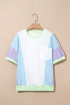 Colorblock Patchwork Oversized T Shirt THRIXINE