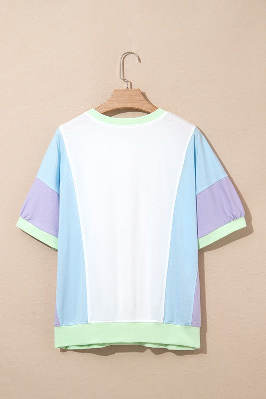 Colorblock Patchwork Oversized T Shirt THRIXINE