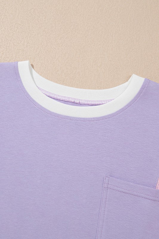 Colorblock Patchwork Oversized T Shirt THRIXINE
