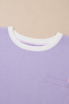 Colorblock Patchwork Oversized T Shirt THRIXINE