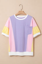 Colorblock Patchwork Oversized T Shirt THRIXINE