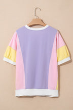 Colorblock Patchwork Oversized T Shirt THRIXINE