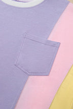 Colorblock Patchwork Oversized T Shirt THRIXINE
