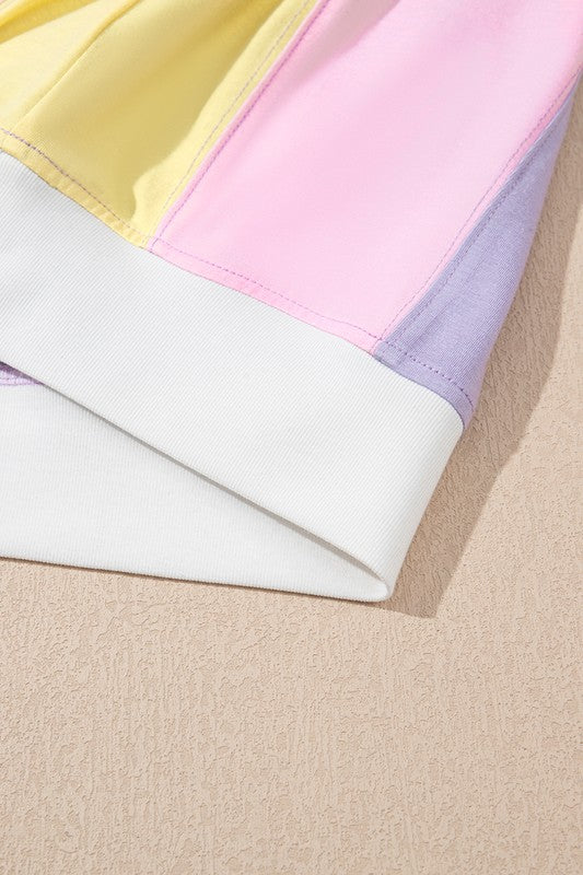 Colorblock Patchwork Oversized T Shirt THRIXINE