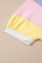 Colorblock Patchwork Oversized T Shirt THRIXINE
