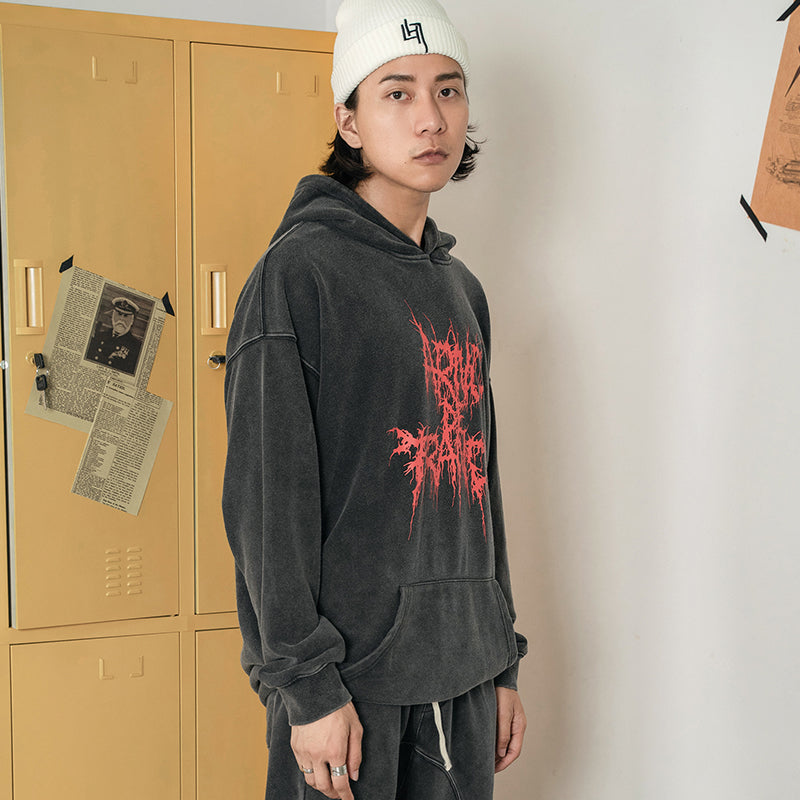 Printed drop hooded hoodie Pi-Mart