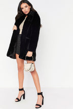 Women's Plus Size Faux Fur Coat - Long Sleeve Thick Winter Jacket in Black/Yellow/Rose Red (European & American Style)