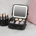 Smart LED Cosmetic Case With Mirror Cosmetic Bag Large Capacity Fashion Portable Storage Bag Travel Makeup Bags Pi-Mart