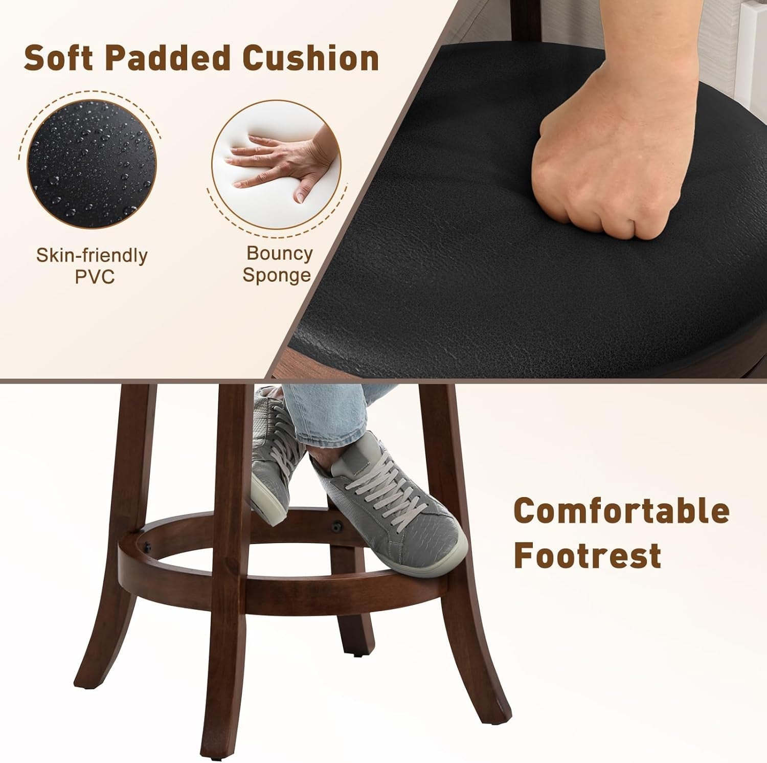 Ergonomic Swivel Bar Stools Set of Two Lootquake LLC
