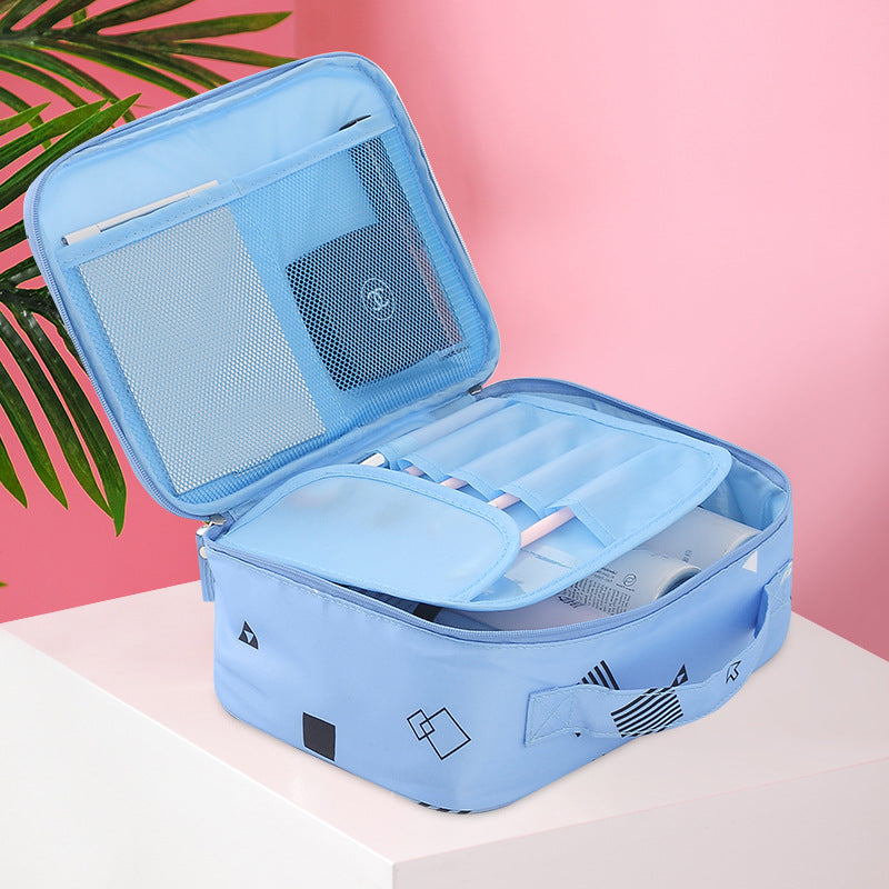 Travel portable large capacity cosmetic bag, printed nylon cosmetic storage bag, cosmetic case, toilet bag, makeup bag organizer, makeup bag with compartments, - SJB-DIAMOND ELITES