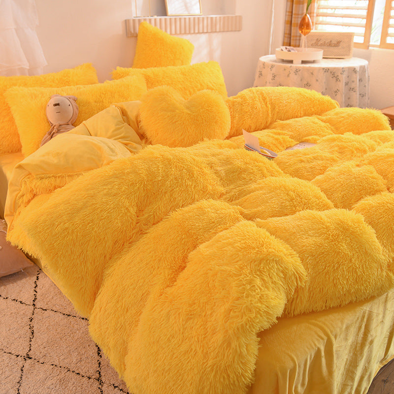 Mink velvet crystal velvet four-piece bedding Pi-Mart