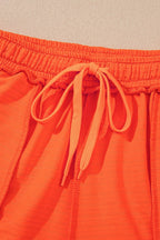 Textured V Neck T Shirt and Shorts Set THRIXINE