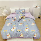 Cotton Four-piece Set Girl Heart Cartoon Pure Cotton  Linen Duvet Cover Bed Pi-Mart