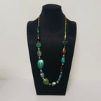 Handmade Resin & Shell Bead Necklace |  Artistic Beaded Statement Necklace |  Long Lightweight Boho Jewelry for Women (MAC346)