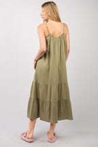 Ruffled A-Line Midi Cami Dress – Ruffled Midi Dress, A-Line Cami Dress, Feminine Ruffled Dress, Summer Cami Dress, Comfy Cotton Dress, Sleeveless Midi Dress, Breezy Casual Dress