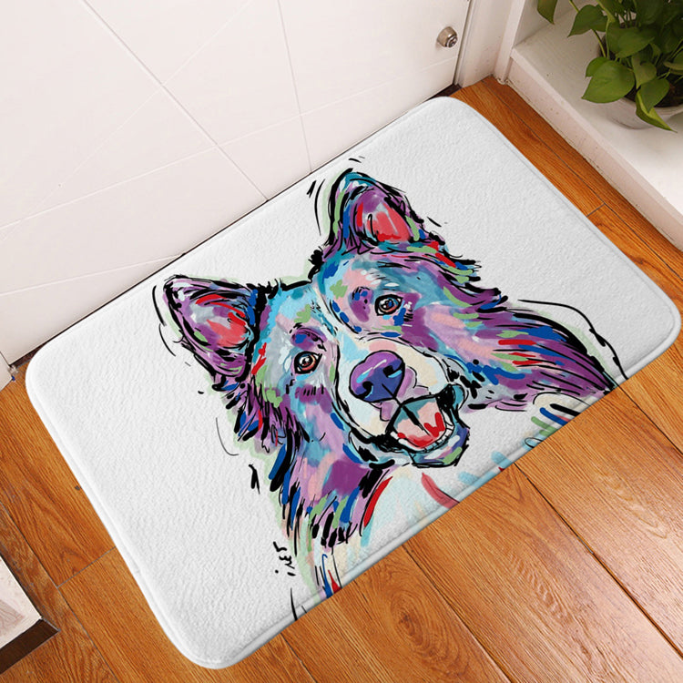 Pet dog flannel floor mat door mat printing foot mat anti-slip mat carpet Pi-Mart