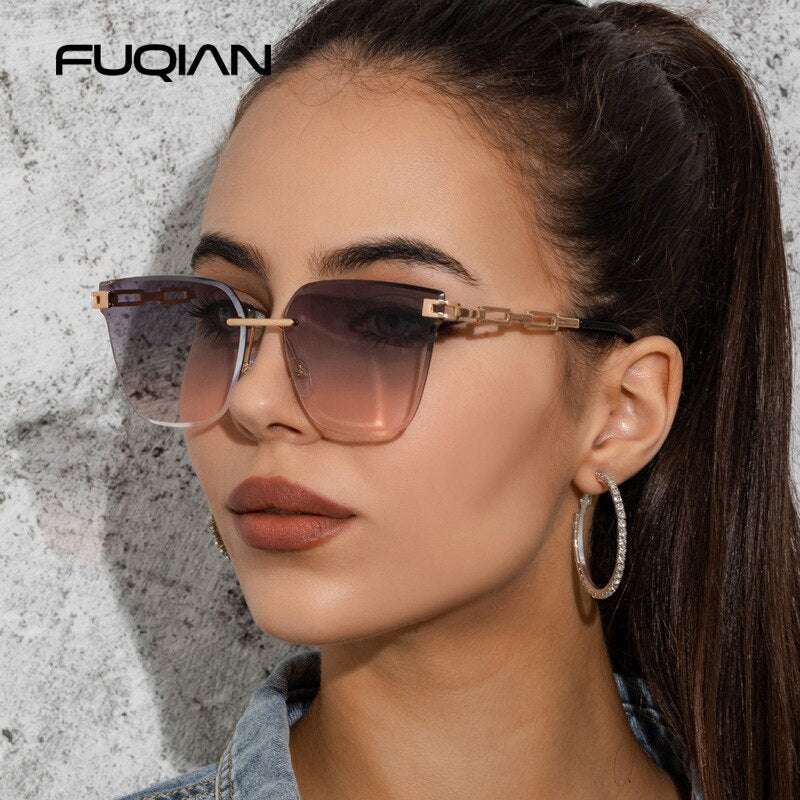 UV400 Cat Eye Sunglasses Frameless - SJB-DIAMOND ELITES