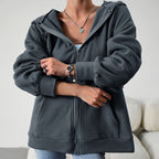 Casual Fashion Hooded Cardigan Jacket With Pockets Winter And Autumn Loose Sports Coat Women Solid Outwear Clothing Pi-Mart