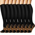 8 Pairs Copper-infused Unisex Compression Socks - Enhanced Circulation Support (10-20 MMHG) - Comfortable Knee High for Nurses, Pregnancy, Running, Hiking, Cycling Lootquake LLC
