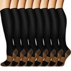 8 Pairs Copper-infused Unisex Compression Socks - Enhanced Circulation Support (10-20 MMHG) - Comfortable Knee High for Nurses, Pregnancy, Running, Hiking, Cycling Lootquake LLC