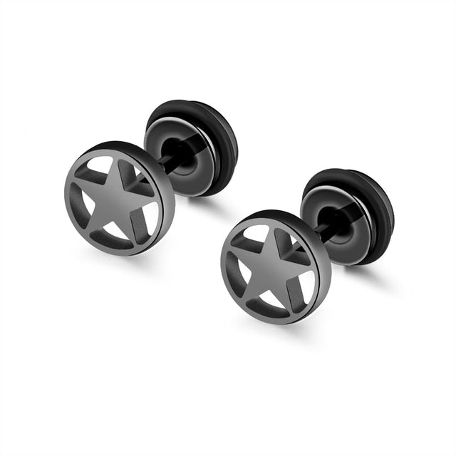 Small Black Punk Stud Earrings Pi-Mart