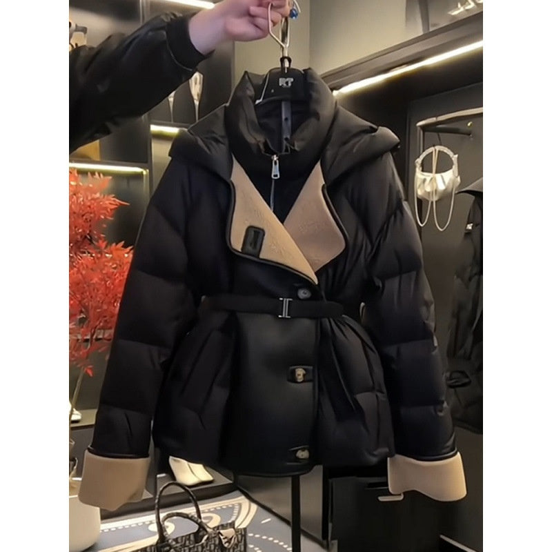 Women's Fashion Black Pure Cotton Coat Pi-Mart