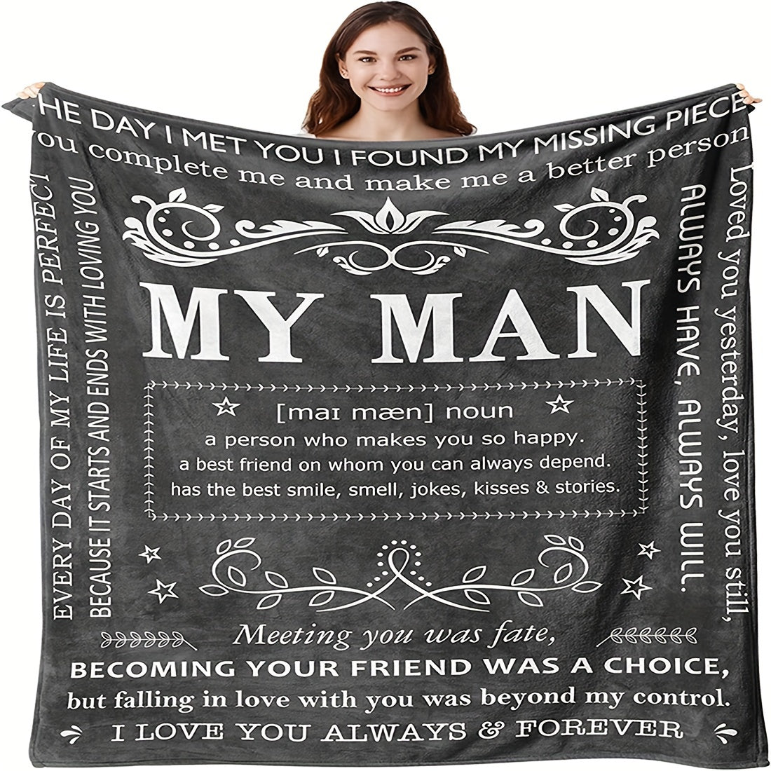 1pc Gifts Blanket For Him, Husband Boyfriend Gifts Blanket, Birthday Gift Ideas For Boyfriend, I Love You Gifts For Him Perfect For Birthday, Anniversary, Christmas, Valentine's Day, Soft And Comfortable Throw Blanket Lootquake LLC