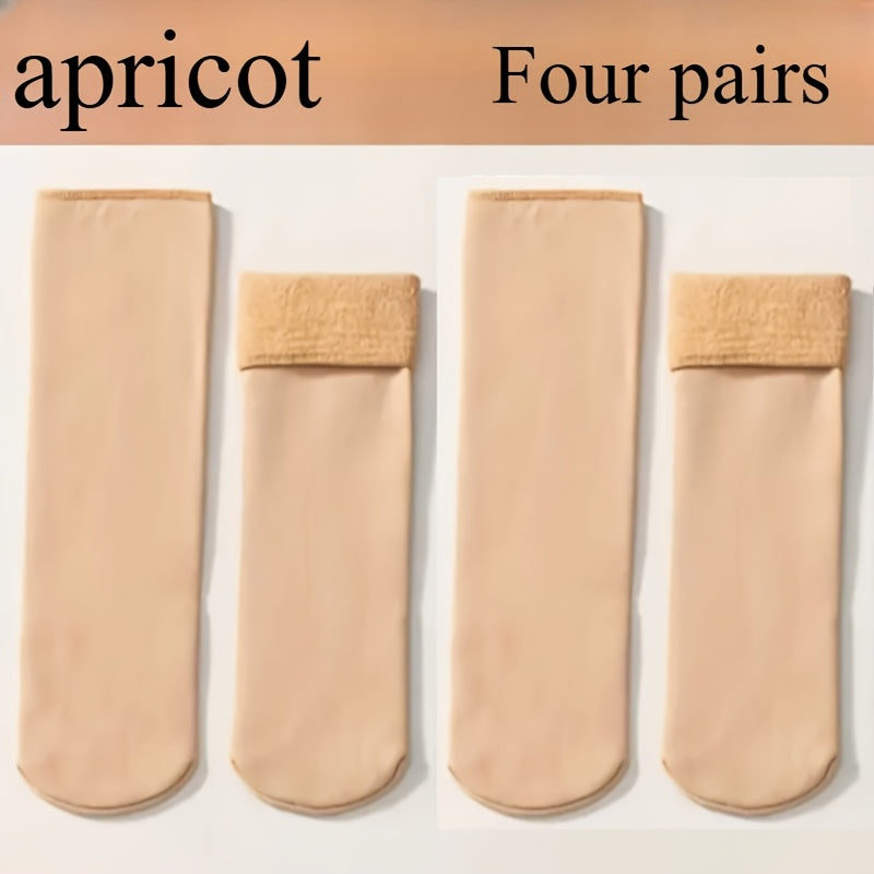 4 Pairs Snow Socks With Plush Lined, Thickened Warm Floor Socks, Winter Cold Cold Warm Socks Lootquake LLC