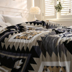 1pc Southwest Native American Flannel Polyester Throw Double-side Printed Blanket, Aztec Geometry Pattern Travel Couch Bed Blanket Plush Soft Lightweight Blanket For All Season Lootquake LLC
