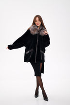 Palermo Genuine Astrakhan Silver Fox Trim Coat - SJB-DIAMOND ELITES