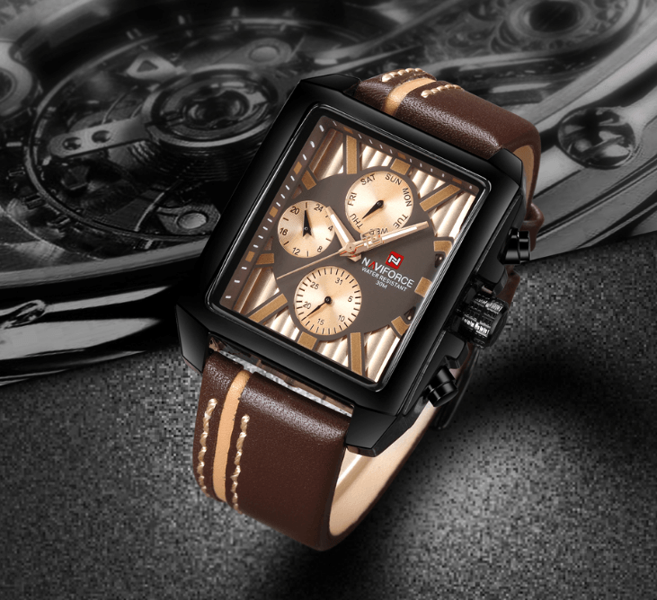 Men's Waterproof Watch With Leather Belt And Chronometers  Retro Style Unique Shape Excellent Gift - SJB-DIAMOND ELITES