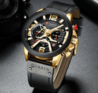 Men's Sports Waterproof Watch With Leather Belts, Chronometers And Large Numbers Details Luxury Watches Unique Design Excellent Gift Stevvex