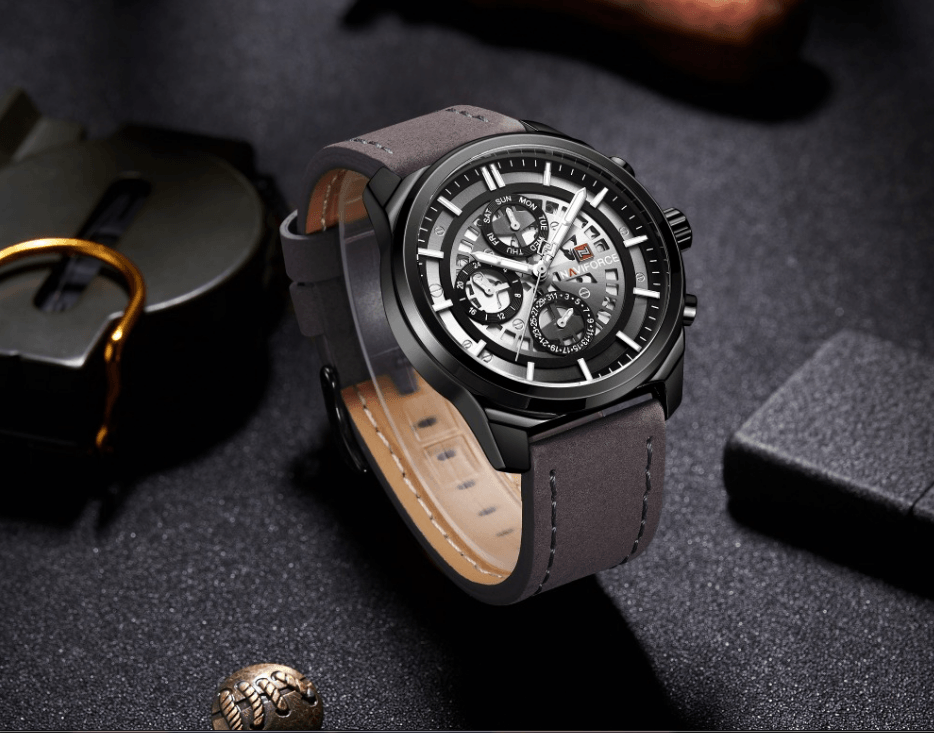 Sports Men's Leather Waterproof Date Display Casual Analog Luxury Watches Unique Design Perfect Gift - SJB-DIAMOND ELITES