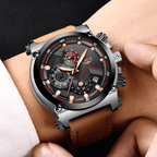Men's Waterproof Modern Watch With Leather Belts, Stainless Steel Case Excellent Look Perfect Gift Stevvex