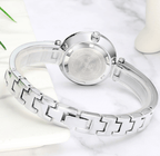 Womens Elegant Stainless Steel Watch With Ceramic Bracelet In Shimmering Marble Colors