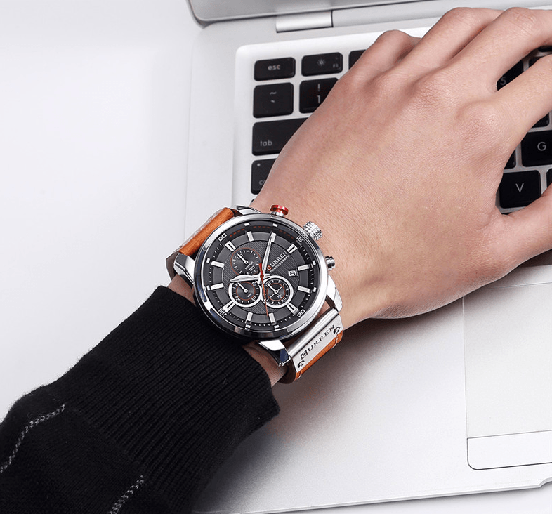 Men's Waterproof Elegant Sport Watch With Chronometers Day View, Leather  Belts And Hardlex Scratch Resistant Glass Perfect Gift For Him Stevvex