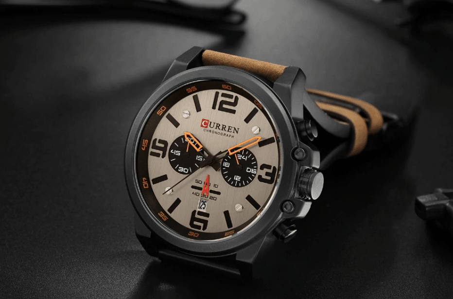 Retro  Waterproof Watch With Chronometers Steel Case And Leather Belts Unique Design Excellent Look Perfect Gift For Your Man Stevvex