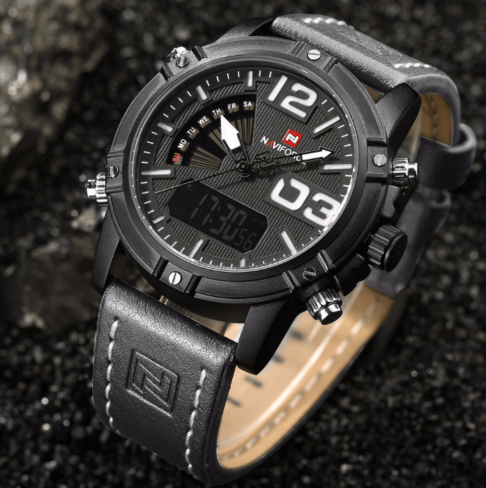 Men's Multifunction Digital Analog Waterproof Watch With Alarm And Automatic Time Zones Unique Design Excellent Gift - SJB-DIAMOND ELITES