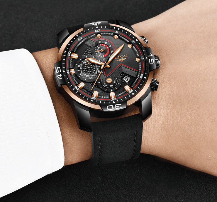 Men's Elegant Waterproof  Watch With Leather Straps   Business Style Watches Unique Design Perfect Gift For Your Man Stevvex