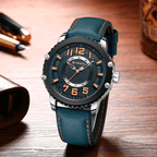 Men's Waterproof  Sport Watch With Leather  Belts  And Large Numbers Details Unique Design Perfect Gift Stevvex
