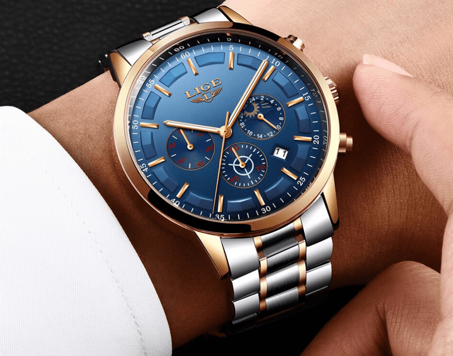 Men's Waterproof  Watch With Chronometers And Date Display Unique Design Perfect Gift Stevvex